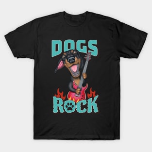 Cute Dogs Rock Dachshund doxie dog tee T-Shirt